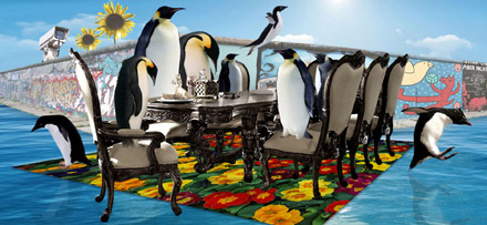 surreal poem with penguins